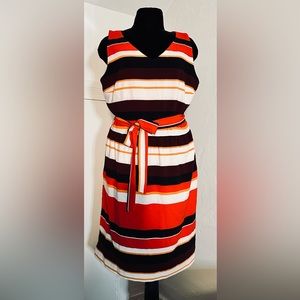 Lands End size 10 horizontal stripe sleeveless dress.